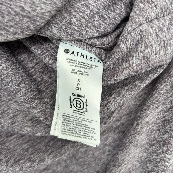 Athleta Uptempo Long Sleeve Heathered Top Curved Hem Shirt Purple Small - Picture 6 of 8